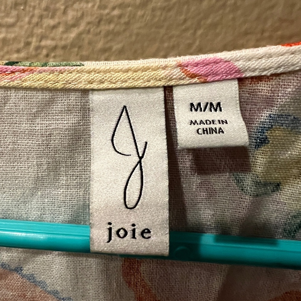 Joie White Tie-Front Blouse with Multi-Color Stamp Print - Picture 3 of 3